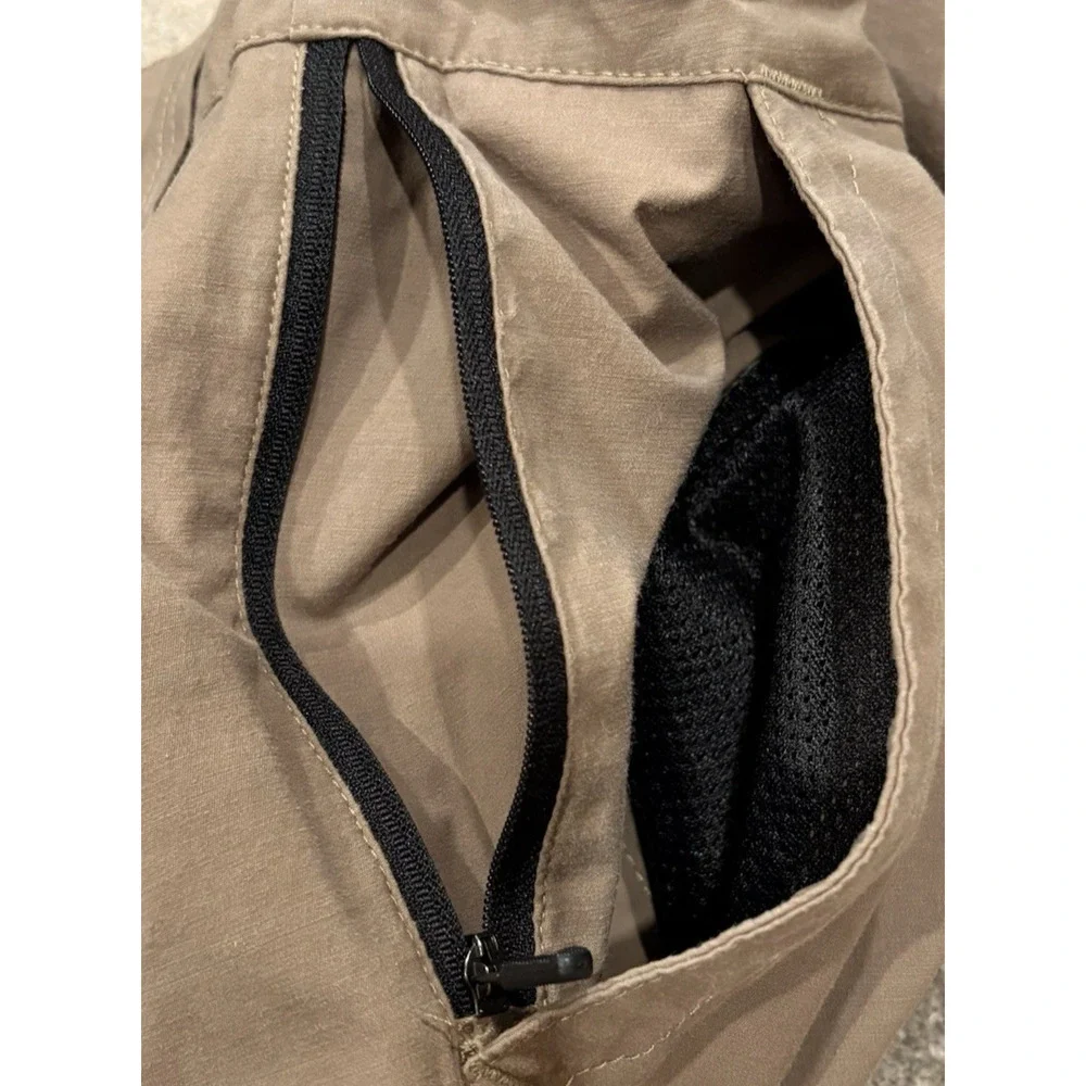 O'NEILL Hybrid Chino Shorts Size 30 Dark Khaki Zipper Button Drawstring Golf